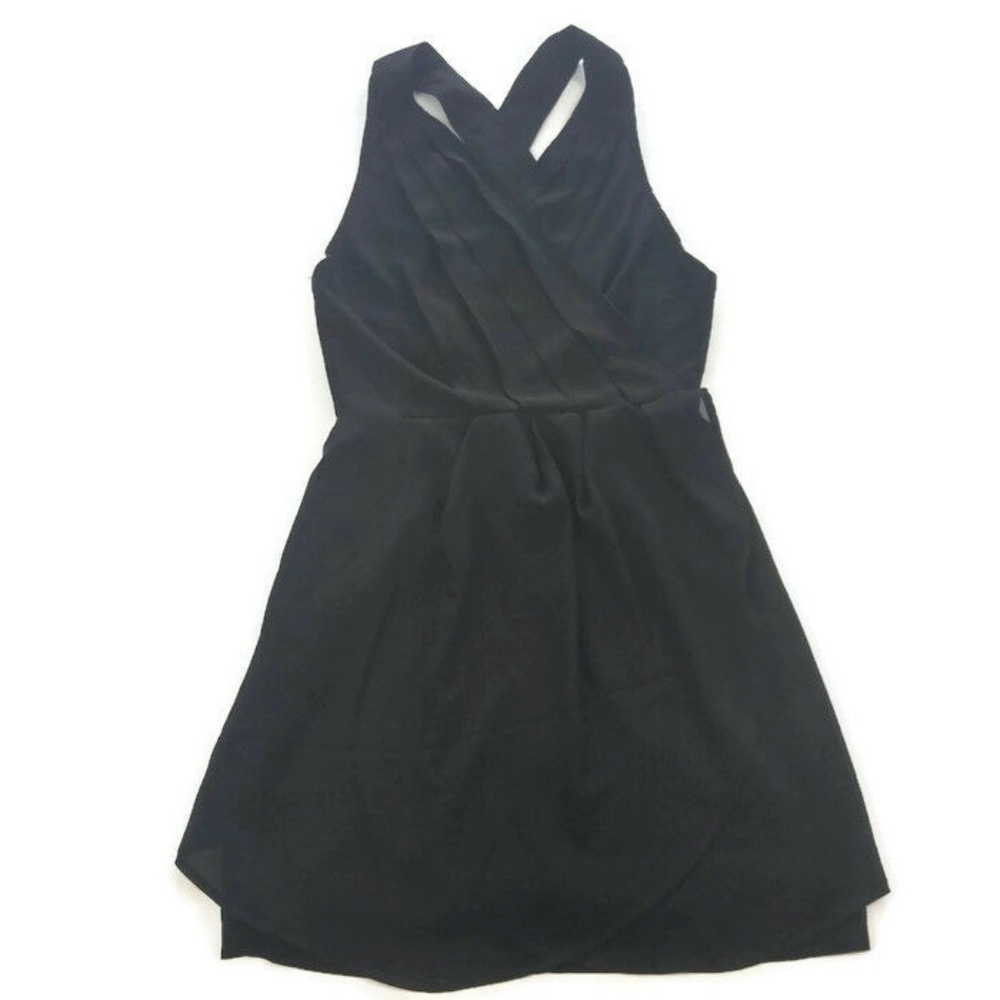 Tobi Tink Wrap Dress Black Cross Halter Small